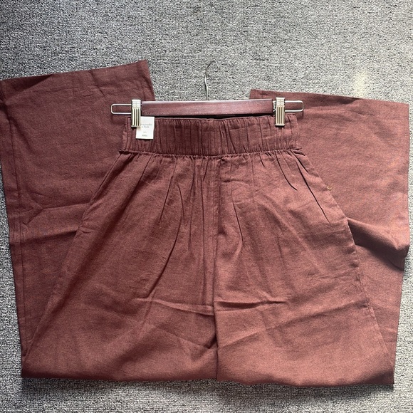 NWT Abercrombie Brown linen/cotton wide leg pants sz 23/000 - Picture 3 of 4